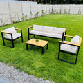 Kit Terraza Industrial // Sillón de 3 cuerpos + 2 sillones de 1 cuerpo + Mesa de Centro (Cojines de Regalo)
