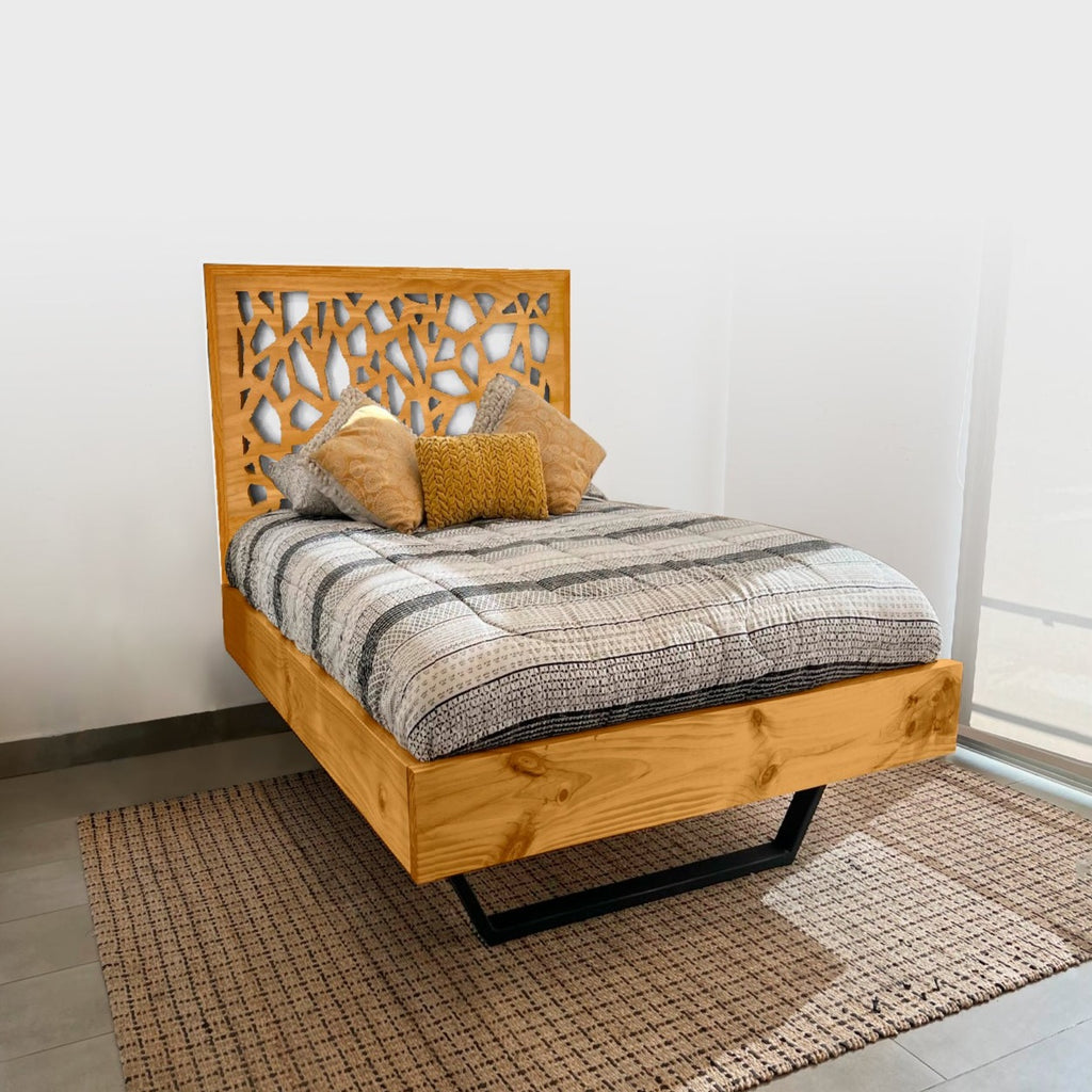 Kit de Base de cama + respaldo artewood mosaico (1,5 plazas)