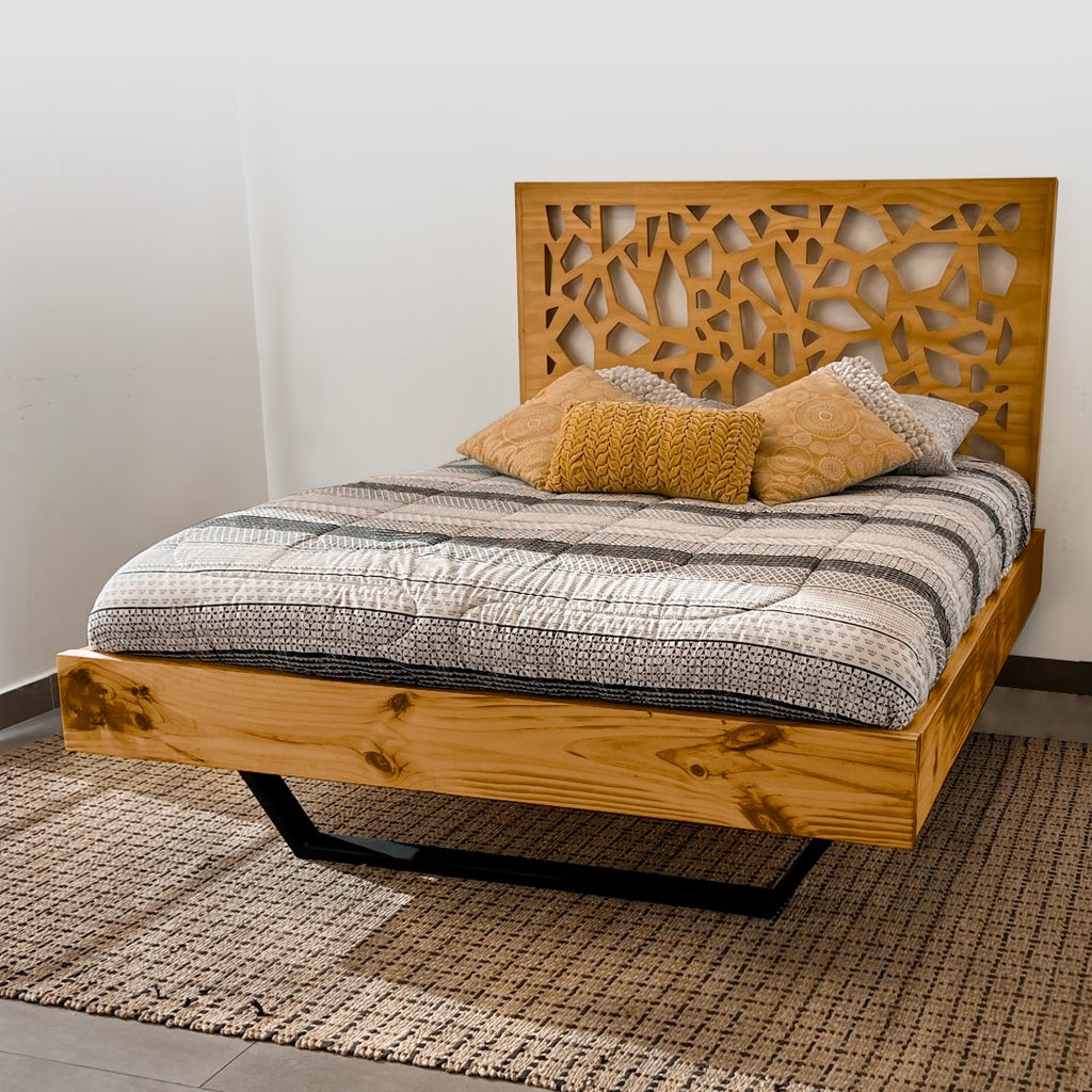 Base de cama Modelo Flotante + Respaldo modelo Artewood