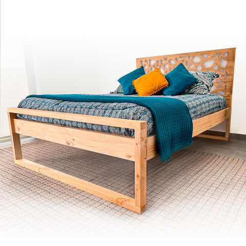 Kit de Base de cama Clásico + Respaldo Artewood Mosaico (2 plazas)