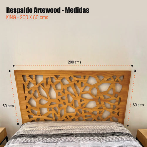 Kit de Base de cama Flotante + Respaldo Artewood Mosaico (2 plazas) //  Incluye Colchón