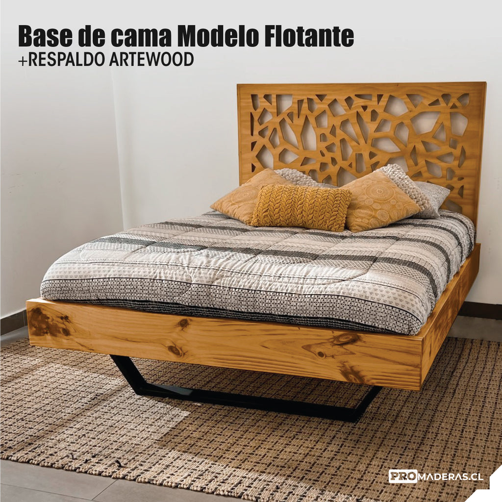 Base de cama Modelo Flotante + Respaldo modelo Artewood