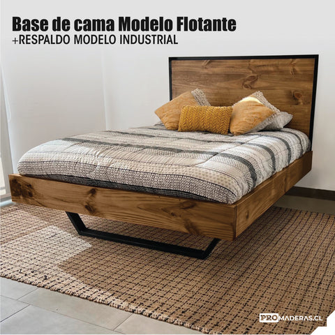 Base de cama Modelo Flotante + Respaldo modelo Industrial