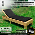 1 Reposera Rústica + Cojín de Lona Impermeable con Filtro UV